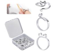 6pcs Crochet Rings for Finger Yarn Guide, 3 Styles Silver Alloy Knitting Loops Adjustable Knitting Thimble Finger Rings Gift for Crocheting Lovers Mother Grandma