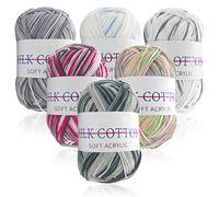 6Pcs Crochet Yarn Multicolored, Acrylic Soft Yarn Hand Acrylic Knitting Yarn for Knitting Crochet and Crafts