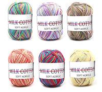 6Pcs Crochet Yarn Multicolored, Acrylic Soft Yarn Hand Acrylic Knitting Yarn for Knitting Crochet and Crafts