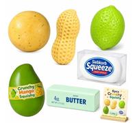 6PCS Crunchy Squishy Set, Realistic Color Changing Mango Lemon Peanut Potato Butter Soap Slow Rising Amsr Stress Ball, Chameleon Textured Sensory Ball for Anxiety Management Party Favors