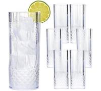 6Pcs Crystal Effect Party Glasses - Highball Whiskey Wine Champagne Flute - No More Broken Glasses