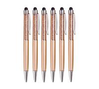6pcs Crystal Stylus Pen Set, Golden Plastic, Ultra-responsive | Back to School Decor, Touchscreen Tablet and Mobile Phone Use, Easy Storage in Diary or Book