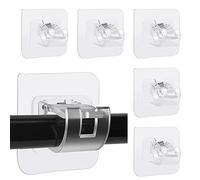 6Pcs Curtain Rod Holder, Self Adhesive Curtain Rod Bracket Nail Free Adjustable Rod Bracket Holders, Curtain Pole Wall Brackets Fixing Rod Holder for Home Bathroom Kitchen and Hotel (Transparent)