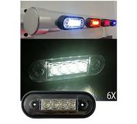 6pcs Curved Shape 4 Led White Side Marker Light 12V 24V For Bull Bar for Truck Lorry Trailer Bus Caravan Camper
