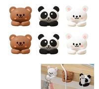 6pcs Cute Animal Cable Organizer Adorable Panda Rabbit Bear Shaped Cable Clips Desk Cable Management Cord Holder for Nightstand Headphones Chargers USB Cables