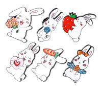 6pcs Cute Bunny Brooch Pin Cartoon Alloy Clothing Decoration