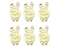 6pcs Cute Cartoon Rabbit Cake Toppers, Happy Easter Mirror Finish Cupcake Decor, Decorative Gift Labels, Easter Bunny Ornament(1.97x0.33x0.05 in,Gold)
