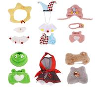 6pcs Cute Doll Clothes Set, Adorable Mini Doll Outfits Clothing Frog Star Clown Devil Bear Pig Design Costume Accessories for 6.7in/17cm Plush Toy Role Play Display & Collection