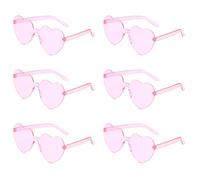6Pcs Cute Fashionable Heart Rimless Glasses Candy Color Retro Funky Eye Glasses Festival Outdoor Heart Shaped Glasses for Adults Kids