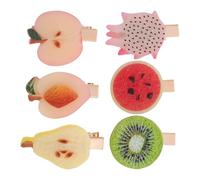 6pcs Cute Fruit Hair Clips Barrette Set for Women and Teens | Realistic Fruit Designs, Vivid Colours, Plastic and Metal Build, Playful Styling for School, Bags, Occasions