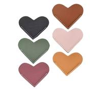 6pcs Cute Heart Shaped Pu Leather Bookmarks for Books, Portable