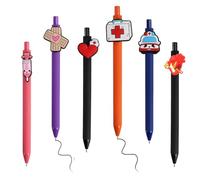 6PCS Cute Nurse Pens, Retractable Nursing Ballpoint Pen, Medical Themed Ballpoint Pens Set with Novelty Charms, Nurse Gifts Funny Pens for Women, Nurse Accessories for Work Black Ballpoint Pens