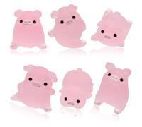 6PCS Cute Pink Piggy Shoe Charms, Funny Mini Pink Pig Pendants Lovely Charms for Sandals and Clogs, Magical Shoe Decorations for Adults Kids Children's Day Gifts Party Favor