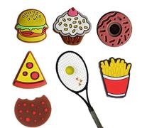 6pcs Cute Tennis Dampeners Set,Fun Burger Cake Fries Shapes, Silicone Racket Vibration Dampers,Shock Absorbers for Reduced Vibration,Enhanced Comfort.Tennis Racket Accessories for Outdoor Play