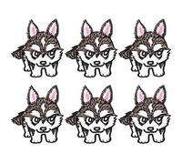 6pcs Cute Wolf Cub Patch Iron On Applique DIY Fabric Sticker for Clothes Bags Hats Home Decor Gray Wolf Head Looking Up Wolf Cub Standing Wolf Cub (Standing Wolf)