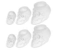 6pcs D Skull Silicone Mold Set for Epoxy Resin Candle Halloween | Reusable White Silicone, Smooth Burrfree Surface, Easy Demolding, Maintains Shape during Hot Wax Pouring