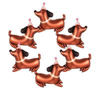 6Pcs Dachshund Foil Balloons, Hot Dog Balloon for Puppy Birthday Parties, Puppy Dog Themed Celebrations, "Let's Pawty" Events, Mylar Balloons for Dachshund Birthday Decorations
