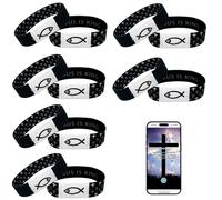 6Pcs Daily Bible Verse Bracelets, Jesus Christian Bracelet with NFC Scan, Bible Verses Wearable Bracelet, Elastic Christian Bracelet for Women Men Teens Gifts, One Size, Polyester, no gemstone