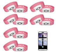 6Pcs Daily Bible Verse Bracelets, Jesus Christian Bracelet with NFC Scan, Bible Verses Wearable Bracelet, Elastic Christian Bracelet for Women Men Teens Gifts, One Size, Polyester, no gemstone
