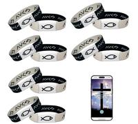6Pcs Daily Bible Verse Bracelets, Jesus Christian Bracelet with NFC Scan, Bible Verses Wearable Bracelet, Elastic Christian Bracelet for Women Men Teens Gifts, One Size, Polyester, no gemstone