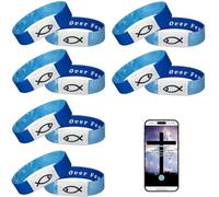 6Pcs Daily Bible Verse Bracelets, Jesus Christian Bracelet with NFC Scan, Bible Verses Wearable Bracelet, Elastic Christian Bracelet for Women Men Teens Gifts, One Size, Polyester, no gemstone