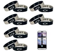 6Pcs Daily Bible Verse Bracelets, Jesus Christian Bracelet with NFC Scan, Bible Verses Wearable Bracelet, Elastic Christian Bracelet for Women Men Teens Gifts, One Size, Polyester, no gemstone