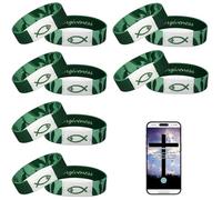 6Pcs Daily Bible Verse Bracelets, Jesus Christian Bracelet with NFC Scan, Bible Verses Wearable Bracelet, Elastic Christian Bracelet for Women Men Teens Gifts, One Size, Polyester, no gemstone