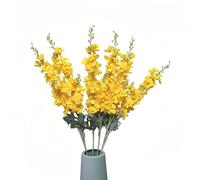 6Pcs Delphinium Artificial Flowers,33.8'' Long Stem Faux Larkspur Silk Flowers,Fake Plant Plastics Flower for Tall Vase Home Wedding Floral Arrangement Centerpiece Table Decorations (Light Yellow)