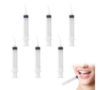 6Pcs Dental Irrigation Syringe 12ml Plastic Dental Syringes with Curved Tips Accurate Volume Scale Oral Irrigator for Dental Cleaning for Oral Care Tonsil Stones Removal Lab Pet Feeding (Clear)