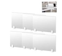 6Pcs Desk Divider, 60 x 40cm Office Partition, Clamp-On Panel Privacy Screen Divider, Portable Frosted Reduce Visual Distraction Boards for Home Offices Libraries Classroom