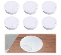 6PCS Desk Grommet, 60mm(2.4inch) White Desk Cable Grommet Cord Plastic PC Computer Wire Hole Cover for Home, Office, Neat, Tidy Workspace, Durable Desks Cable Protector
