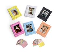 6pcs Desktop Photo Frame 3inch Colorful Picture Frames With Film Border Sticker Fit for Fujifilm Instax mini 12/11/8/9/90/40/EVO,for Polaroid 3" Film Photo (6-Mixed Color+Sticker)