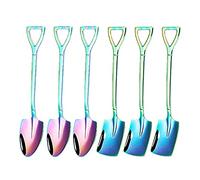 6Pcs Dessert Spoon Set, Shovel Shape Spoon Pointed Spoon Coffee Tea Sugar Stirring Spoon Cake Dessert Spoon Stainless Steel Spoons Cocktail Stir Spoons Ice Cream Fruit Spoon for Home(02)
