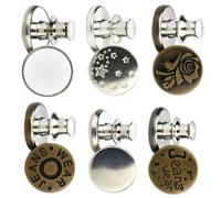 6pcs Detachable Alloy Floral Jeans Button Replacement Easy Clip