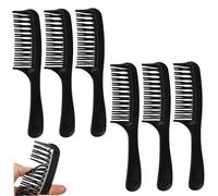 6Pcs Detangling Comb, Double Tooth Detangler Comb, 8 x 2 Inch Plastic Detangle, Unisex Black Combs for Women Men, Portable for Hairstyling, Home, Salon