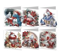 6PCS Diamond Art Birthday Cards, 5D DIY Diamond Painting Birthday Greeting Card Kits with Envelopes, Handmade Diamond Painting Cards for Birthday Thanksgiving Christmas Crafts Gift, Pigeon