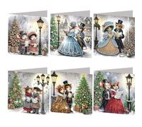 6PCS Diamond Art Christmas Cards DIY Diamond Painting Greeting Card Set Christmas Mouse Congratulations Cards for Family Friends Xmas Thanksgiving Birthday Gift