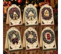 6PCS diamond art christmas cards kits, Diamond Painting Greeting Cards (#B) | Foldable Festive Greeting Cards with Envelopes, Freestanding Desktop & Mantel Decor, Gifts for Family Friends Teachers