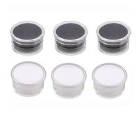 6PCS Diamond Gemstone Display Box Round Plastic Jewelry Show Container with Clear Glass Top Lids and Foam Mat for Bare Stone Naked Diamond