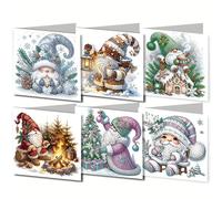 6pcs Diamond Painting Birthday Cards, Special Shape Art Craft Creative Gifts, Perfect for Christmas New Year Birthday Thanksgiving Festival(Gnome Warming by The Fire)