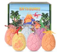 6PCS Dinosaur Bath Bombs for Kids with Surprise Toy Inside,Fizzy Dino Egg Bath Bomb Gift Set,Organic Bubble Bath Bombs with Natural Essential Oils,Fun Bath Fizzies for Boys & Girls Ages 3 4 5 6 7 8 9