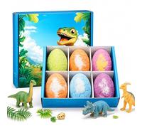 6PCS Dinosaur Bath Bombs for Kids with Toys Inside, Natural and Organic Dino Bathbombs with Surprise, Colorful Bath Bomb Gift for Christmas & Birthday