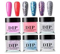 6Pcs Dip Powder, 6 Colors Acrylic Nail Dip Powder, No UV/LED Lamp Required, Fast-Drying Long-Lasting DIY Kit for Beginners DIY Manicure