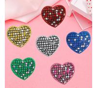 6Pcs Disco Heart Shape Iron on Patches Western Patches Music Party Bling Embellishments for DIY Clothing Cute Hat Patch Party Patch for Bags,Hats,Jackets,Jeans,Vests Craft Decor