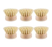 6Pcs Dish Brush Replacement Head, 2x2" Sisal Dish Scrub Brush Replacement Head, Wooden Round Cleaning