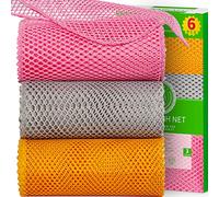 6Pcs Dish Wash Net,Innovative Mesh Cloth,Ultra Non-Scratch Dish Rags for Washing Dishes,100% No Odor/Quick Dry,Perfect Scrubber,Dish Sponges for Washing Dishes Yellow/Pink/Gray