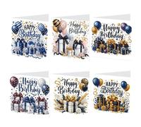 6pcs DIY Birthday Art Greeting Cards for Birthday Blessings & Gifts