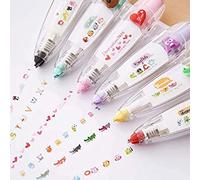 6PCS DIY Cute Animals Press Type Decorative Pen - DIY Lace Decoration Tape Pen, Kawaii Animals Decorative Masking Tape, Adhesive Glue Tape Glue Roller Tape, Decorative Tape Craft Supplies for DIY