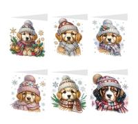 6pcs DIY Dog Art Greeting Cards for Holiday Blessings & Gifts Cards