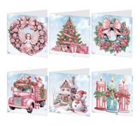 6pcs DIY Greeting Card Set Rhinestone Diamond Art Mosaic Postcards Diamond Art Handmade Cards Creative Birthday & Thanksgiving Card Kit